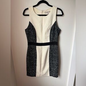 Banana Republic Cream and Black Colorblock Midi Sheath Dress